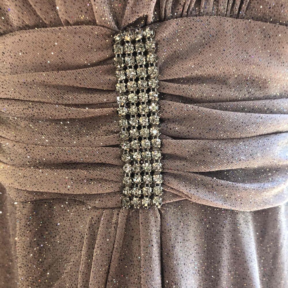 R&M Richards Rose Gold Shimmer Ruched Evening Gown Strapless& jacket Womens 20W - Picture 6 of 11